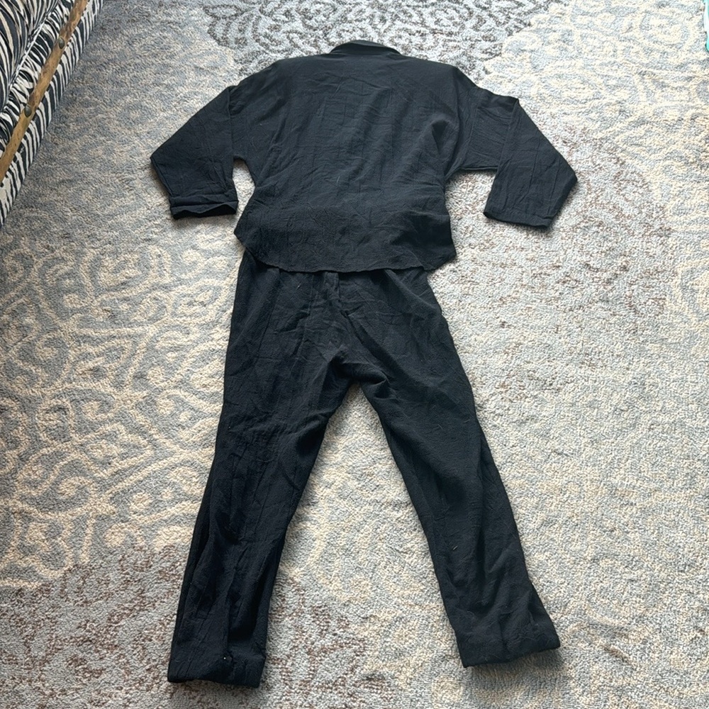 Vintage E-Z Out by Orlee Floral Jumpsuit Black Large - Picture 11 of 12